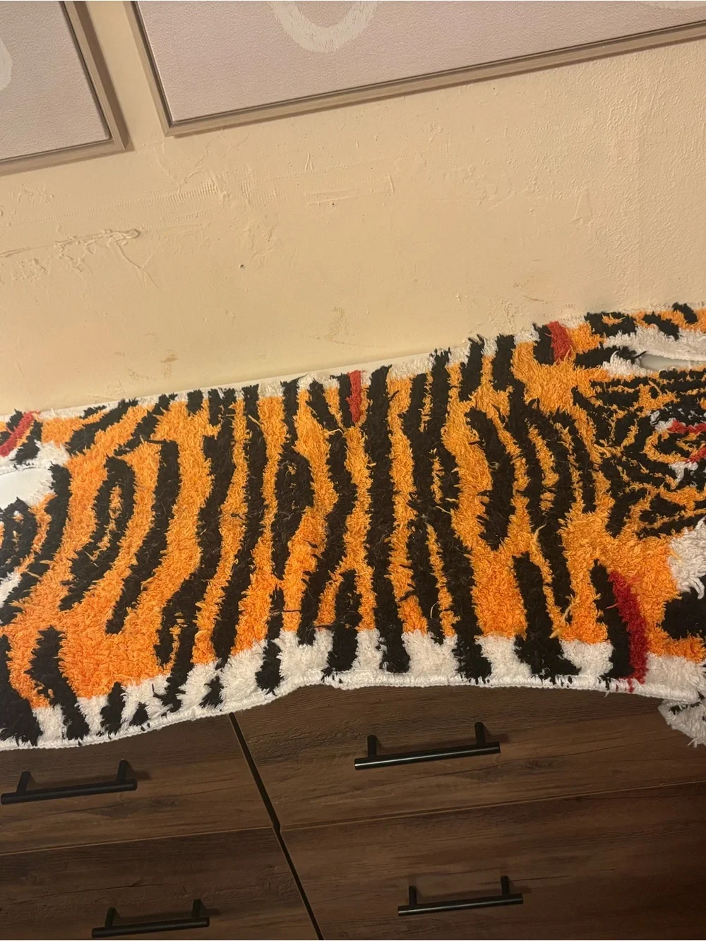 Tiger-Shaped Orange and Black Accent Rug - Unbranded
